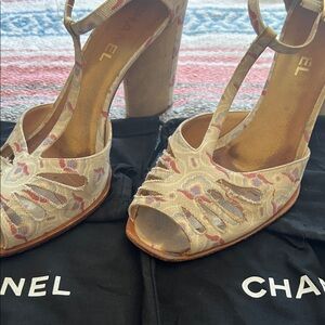 CHANEL Women's Multicolor Patterned Heels